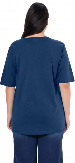 Ulla Popken Basic Round Neck Short Sleeve Relaxed Fit T-Shirt Dark Blue - T-shirts - 