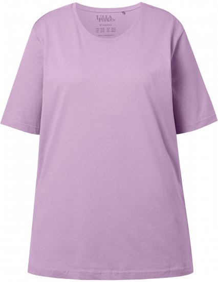 Ulla Popken Basic Round Neck Short Sleeve Relaxed Fit T-Shirt Lavender Pink - T-shirts - 