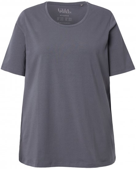 Ulla Popken Essential Round Neck Stretch Tee Graphite Grey - T-shirts - 