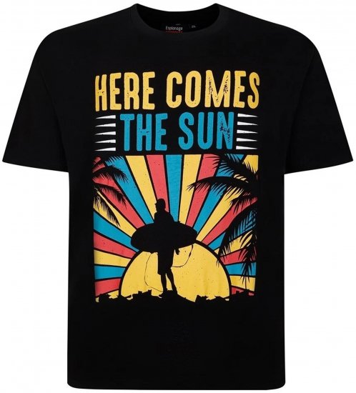 Espionage T421 Here Comes The Sun Printed T-Shirt Black - T-shirts avec impression - 