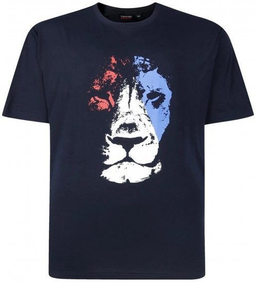 Espionage T440 Abstract Lion Printed T-Shirt Navy - T-shirts avec impression - 
