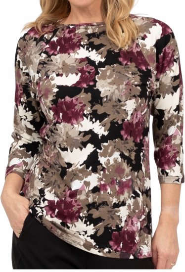 Scandinavian Caramel Flowers Blouse Purple and Brown - T-shirts imprimés pour femme - 