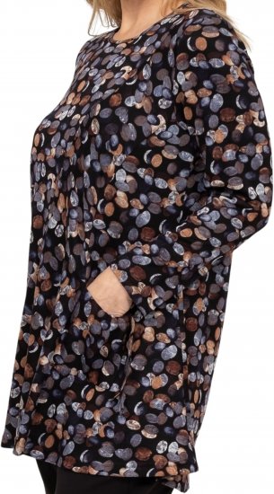 Scandinavian Caramel Flower Petals Tunic Copper and Blue - T-shirts imprimés pour femme - 