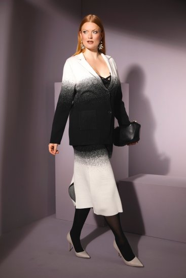 Ulla Popken Blazer En Maille Avec Dégradé De Couleurs Noir/Blanc - Blazers - 