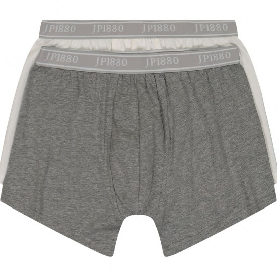 JP1880 Boxershorts Flexnamic OEKO-TEX Mid 2-Pack Grey/Off-White - Sous-vêtements & bain - Sous-vêtements Grande Taille