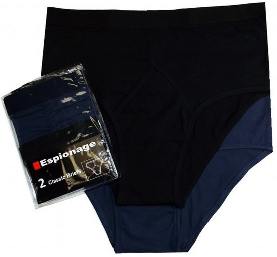 Espionage U003 2-Pack Y-Front Briefs Black/Navy - Slip - Slip grande taille pour homme