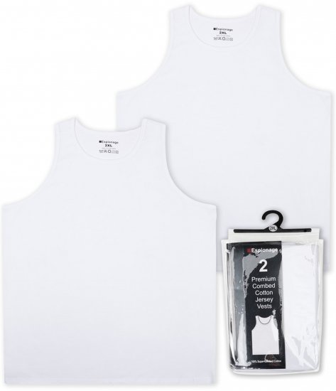 Espionage U011 Twin Pack Tanktop White - Maillot de corps - Maillot de corps homme grande taille 