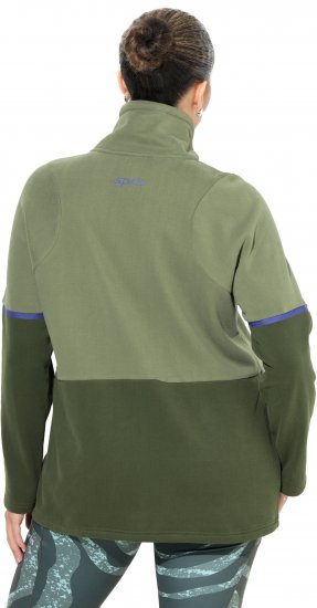 Ulla Popken Two-Tone ZIp Front Pocket Sweatshirt Olive Green - Sweatshirts & hoodies - 