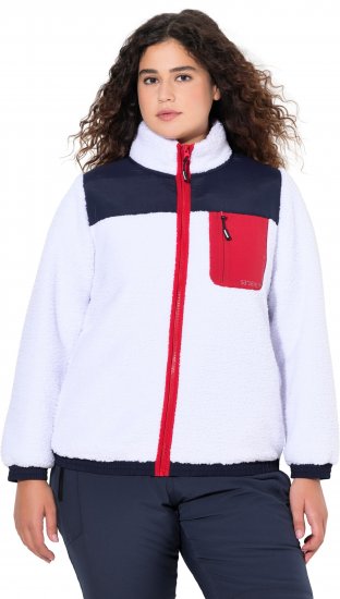 Ulla Popken Color Block Teddy Fleece Jacket Snow White - Sweatshirts & hoodies - 