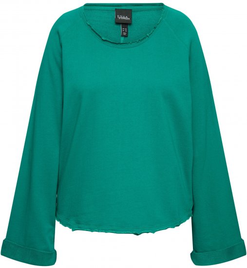 Ulla Popken Rolled Edge Long Sleeve Sweatshirt Emerald Green - Sweatshirts & hoodies - 