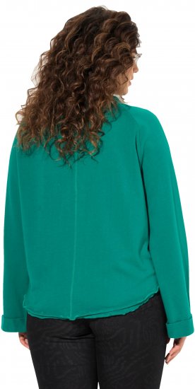 Ulla Popken Rolled Edge Long Sleeve Sweatshirt Emerald Green - Sweatshirts & hoodies - 