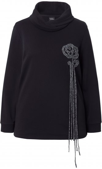 Ulla Popken Ribbon Detail Turtleneck Sweatshirt Black - Sweatshirts & hoodies - 