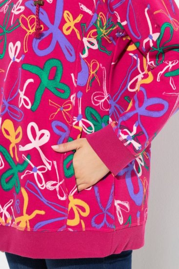 Ulla Popken Ribbon Print Turtleneck Sweatshirt Cherry Red - Sweatshirts & hoodies - Sweats, hoodies et mailles douillets