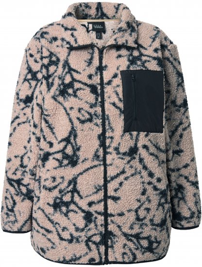 Ulla Popken Marble Print Teddy Fleece Jacket Dark Putty - Sweatshirts & hoodies - 