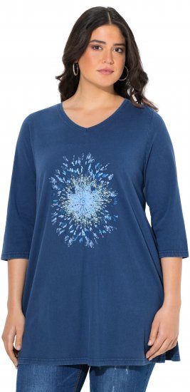 Ulla Popken Floral Print 3/4 Sleeve V-Neck Tee Mint Green - T-shirts imprimés pour femme - 