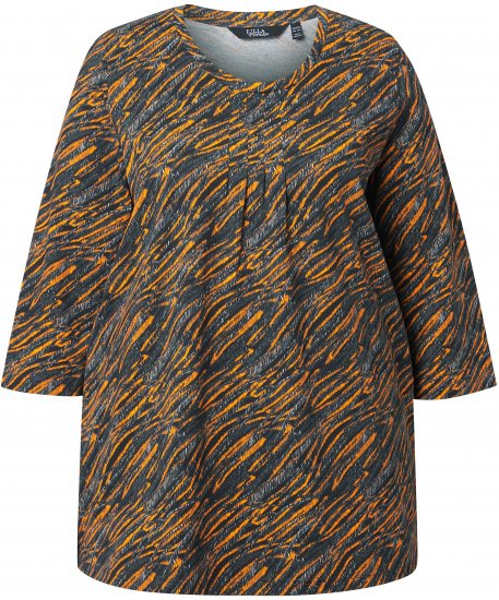 Ulla Popken Graphic Print 3/4 Sleeve Tee Neon Orange - T-shirts imprimés pour femme - 