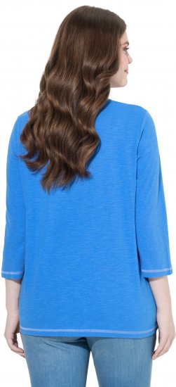 Ulla Popken Make It Amazing 3/4 Sleeve Graphic Tee Pacific Blue - T-shirts imprimés pour femme - 