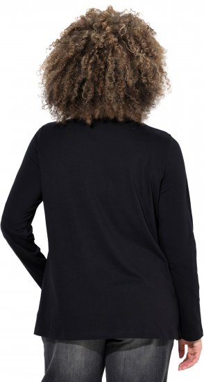 Ulla Popken Holiday Long Sleeve Graphic Tee Black - T-shirts imprimés pour femme - 