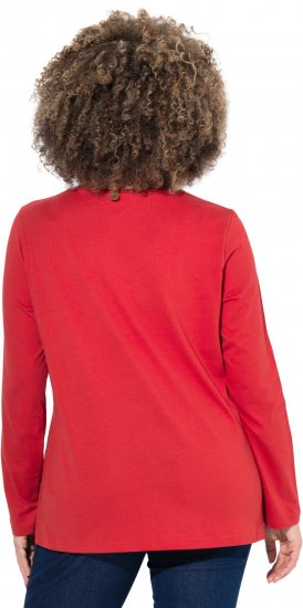 Ulla Popken Holiday Long Sleeve Graphic Tee Salsa Red - T-shirts imprimés pour femme - 