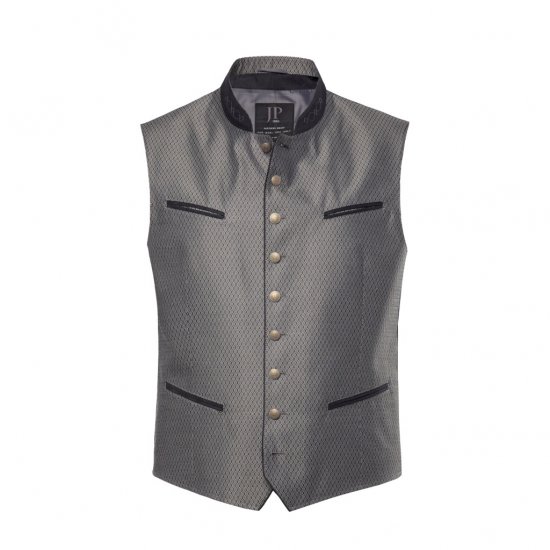 JP1880 Vest Traditional With Embroidery Silver - Vestes - Vestes homme grandes tailles