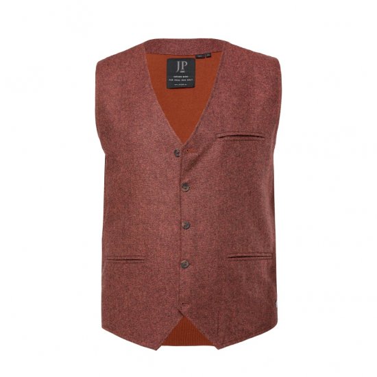 JP1880 Tweed Waistcoat Wool Brick Red - Gilets sans manches - Gilets grandes tailles