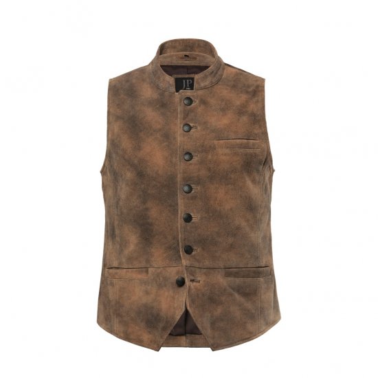 JP1880 Vest Traditional Cowhide Brown - Vestes - Vestes homme grandes tailles