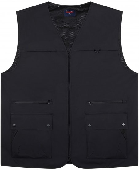 Espionage JT126 Multi Pocket Utility Gilet Black - Gilets sans manches - Gilets grandes tailles