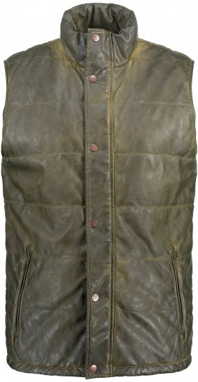 JP1880 Quilted Gilet Vintage Leather Green - Vestes - Vestes homme grandes tailles