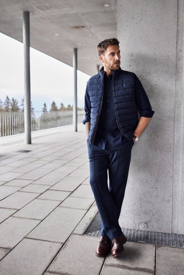JP1880 Quilted Vest Techno Down Padding Navy - Vestes - Vestes homme grandes tailles