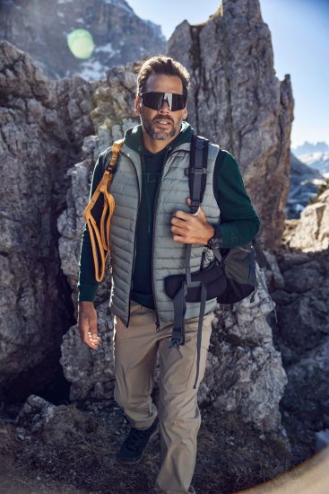 JAY-PI Lightly Quilted Vest with Stomach Fit Grey - Vestes - Vestes homme grandes tailles