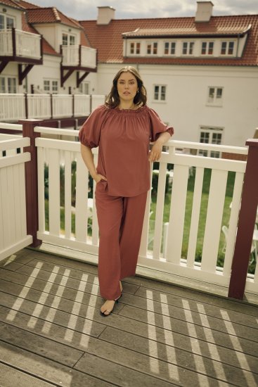 Kaffe Curve Emilia Wide Pants Henna Brown - Pantalons - 