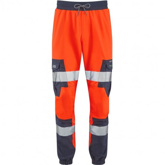 Leo Hawkcombe Ecoviz High Performance Ballistic Stretch Trousers Hi-Vis Orange/Navy - Vêtements de travail - Vêtements de travail grandes tailles