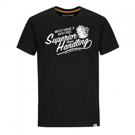 Motley Denim Nottingham T-Shirt White on Black - T-shirts - T-shirts Homme Grande Taille