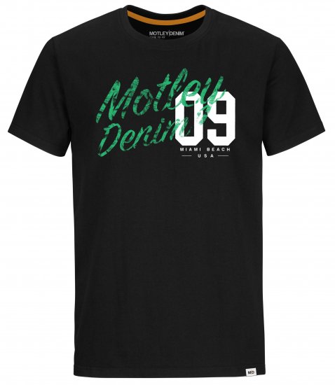Motley Denim Oxford T-Shirt Green on Black - T-shirts - T-shirts Homme Grande Taille
