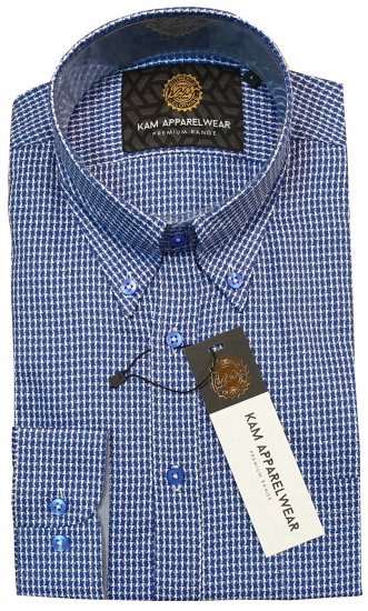 Kam Jeans P001 Long Sleeve Premium Shirt Blue - Chemises - Chemises Grandes Tailles Hommes