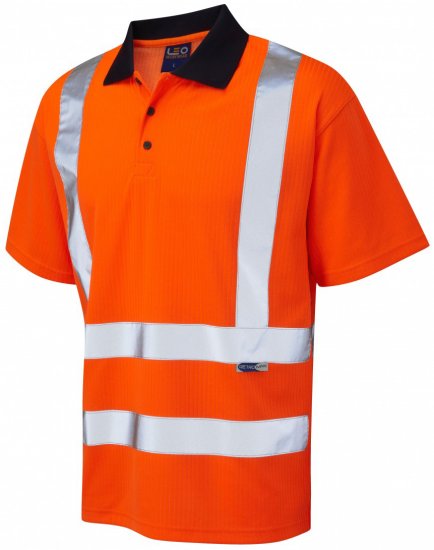 Leo Croyde Comfort Polo Shirt Hi-Vis Orange - Vêtements de travail - Vêtements de travail grandes tailles