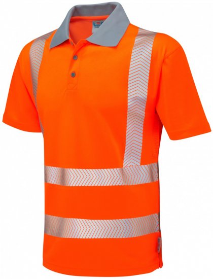 Leo Woolacombe Coolviz Plus Polo Hi-Vis Orange - Vêtements de travail - Vêtements de travail grandes tailles