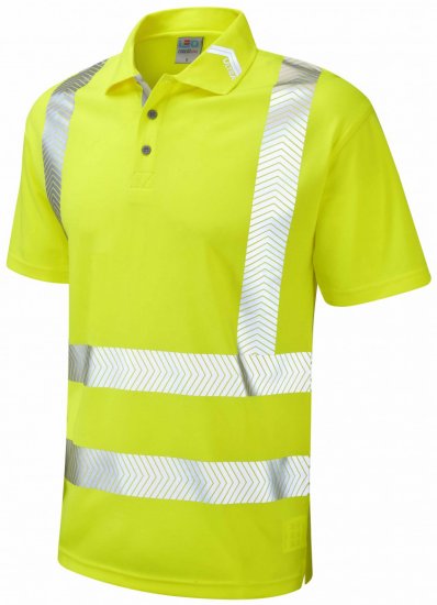 Leo Broadsands Coolviz Ultra Polo Hi-Vis Yellow - Vêtements de travail - Vêtements de travail grandes tailles