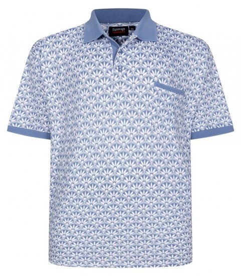 Espionage P231 Polo à imprimé géométrique bleu/blanc - Polos - Polos homme grande taille
