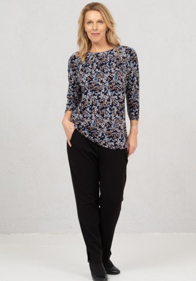 Scandinavian Caramel Tiny Flower Petals Blouse Light Blue - T-shirts imprimés pour femme - 