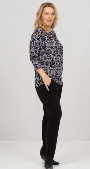 Scandinavian Caramel Tiny Flower Petals Blouse Light Blue - T-shirts imprimés pour femme - 