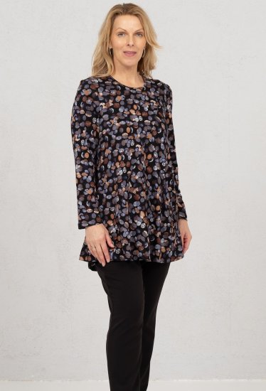 Scandinavian Caramel Flower Petals Tunic Copper and Blue - T-shirts imprimés pour femme - 