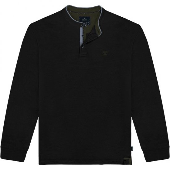Double Outfitters PS-3099 Polo Shirt Mao Collar Black - Polos - Polos homme grande taille