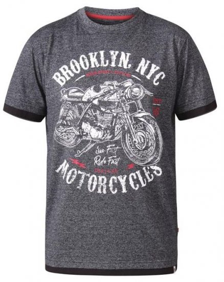 D555 Roman Brooklyn Motorcycles Crew Neck T-Shirt Black Twist - T-shirts - T-shirts Homme Grande Taille