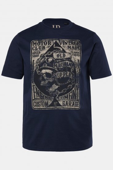 JP1880 T-Shirt Short Sleeve Skull Chest Print Navy - T-shirts - T-shirts Homme Grande Taille