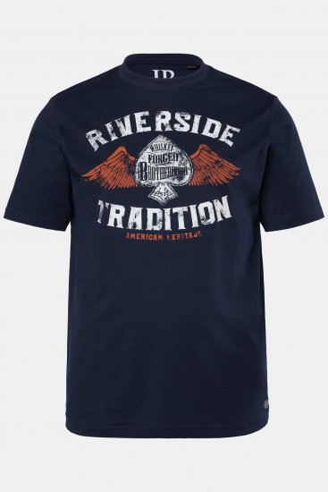 JP1880 T-Shirt Short Sleeve Chest Print Navy - T-shirts - T-shirts Homme Grande Taille