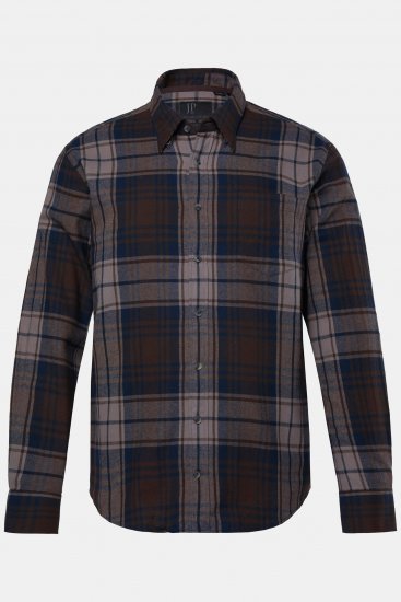 JP1880 Shirt Flannel Long Sleeve Dark Brown - Chemises - Chemises Grandes Tailles Hommes