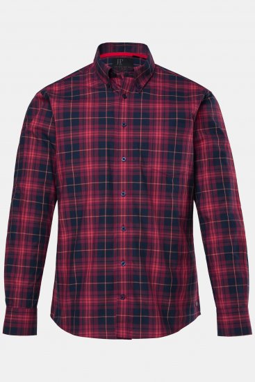 JP1880 Checked Shirt Long Sleeve Red - Chemises - Chemises Grandes Tailles Hommes