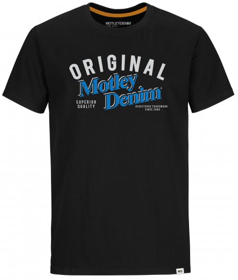 Motley Denim Salford T-shirt Blue on Black - T-shirts - T-shirts Homme Grande Taille