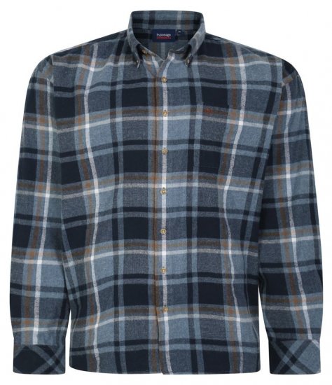 Espionage SH394 Chemise à carreaux brossée airforce/bleu marine - Chemises - Chemises Grandes Tailles Hommes